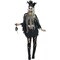 Adult Voodoo Poncho Costume Skeleton Print Torn Fabric Halloween Outfit